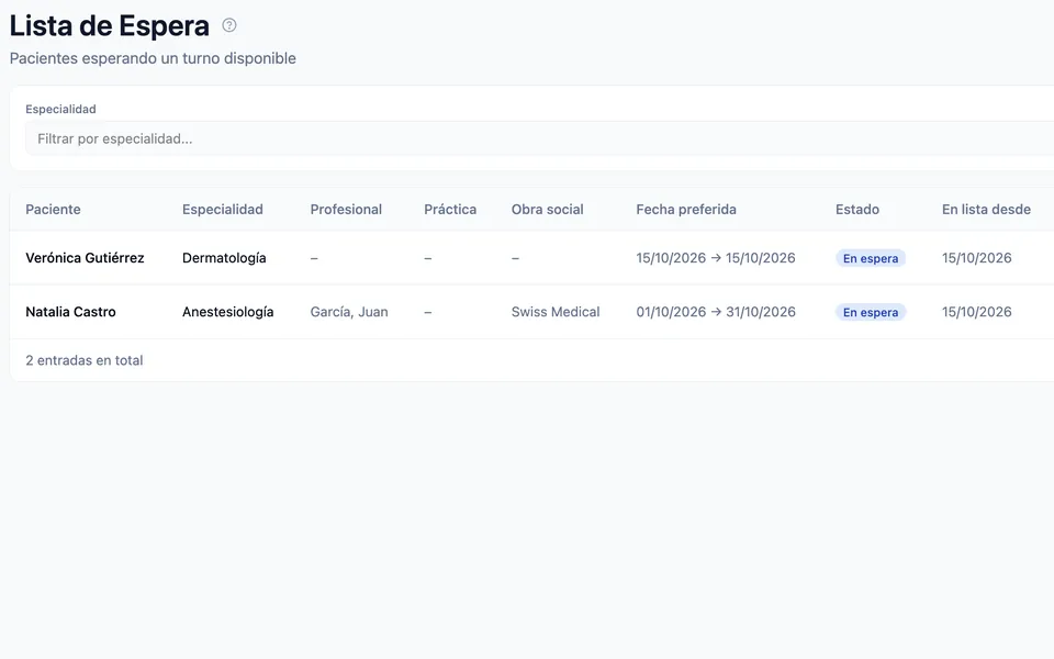 Lista de espera — MediNiMa